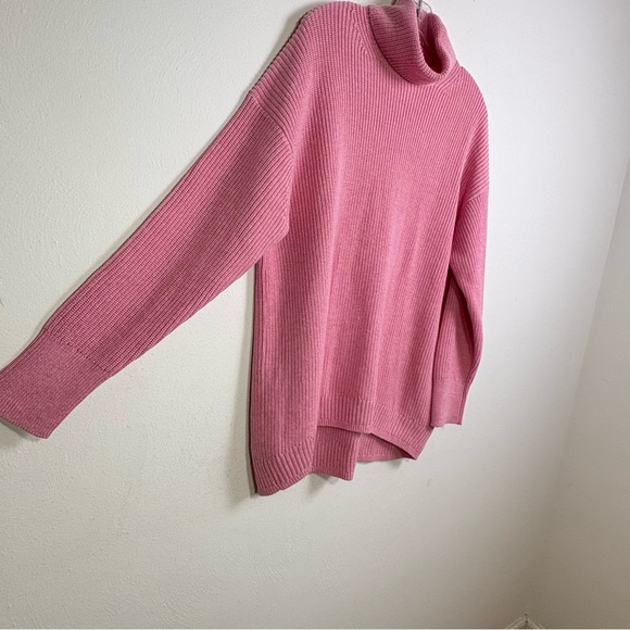 J. CREW Ribbed Cashmere Blend Relaxed Turtleneck Sweater Pink NWT NEW Medium - Picture 7 of 16
